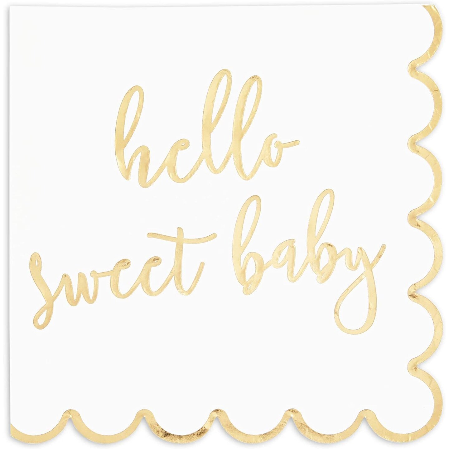 50 Pack Scalloped Hello Sweet Baby Napkins for Shower Decorations (6 In) | Michaels