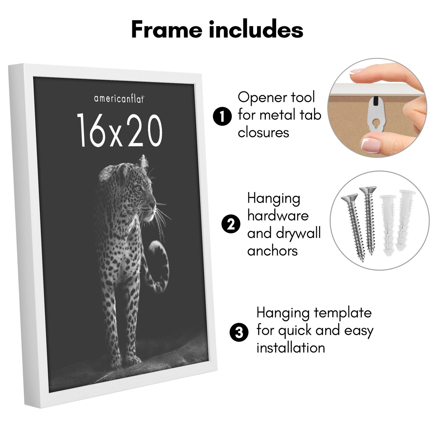 Americanflat Gallery-Style Picture Frame - Ideal Frame for Gallery Wall Display - Showcase Artwork, Prints, and Photos - Shatter Resistant Glass - Hanging Hardware with Drywall Anchor