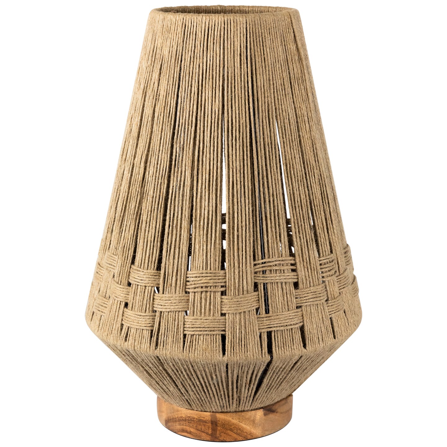 Northlight Iron and Jute Table Lamp With Wooden Base - 14.75&#x22; - Beige