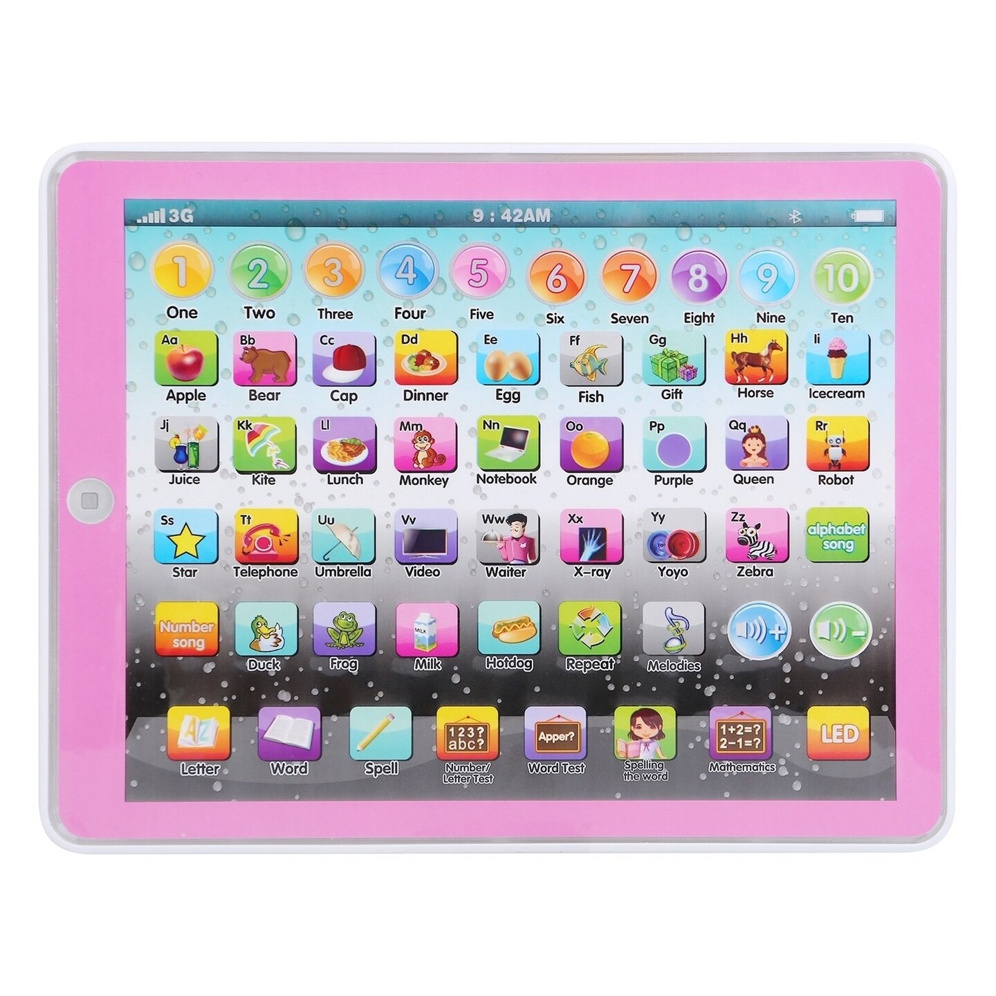 Kid Tablet Toy Educational Learning Pad Blue Pink For Ages 2 To 7 Interactive Functions