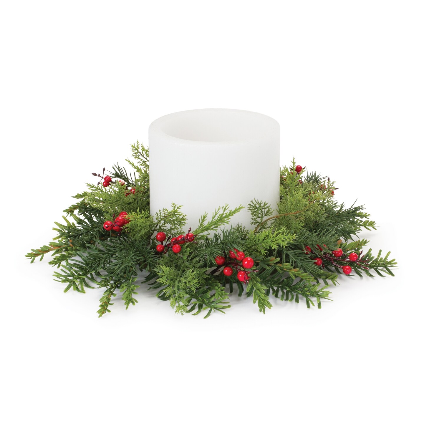 Melrose Mixed Pine Berry Christmas Candle Ring - 15&#x22;