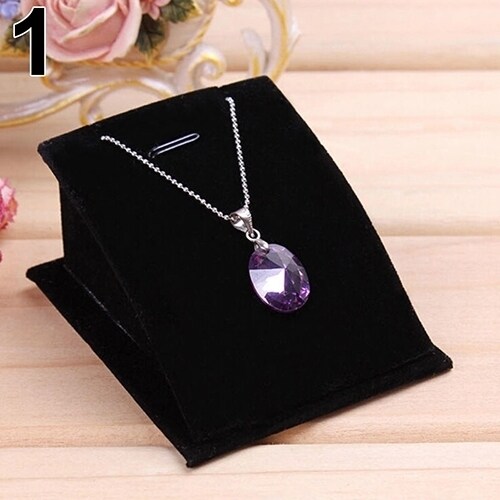 Soft Velvet Jewelry Necklace Pendant Drop Chain Display Holder Standing Stand