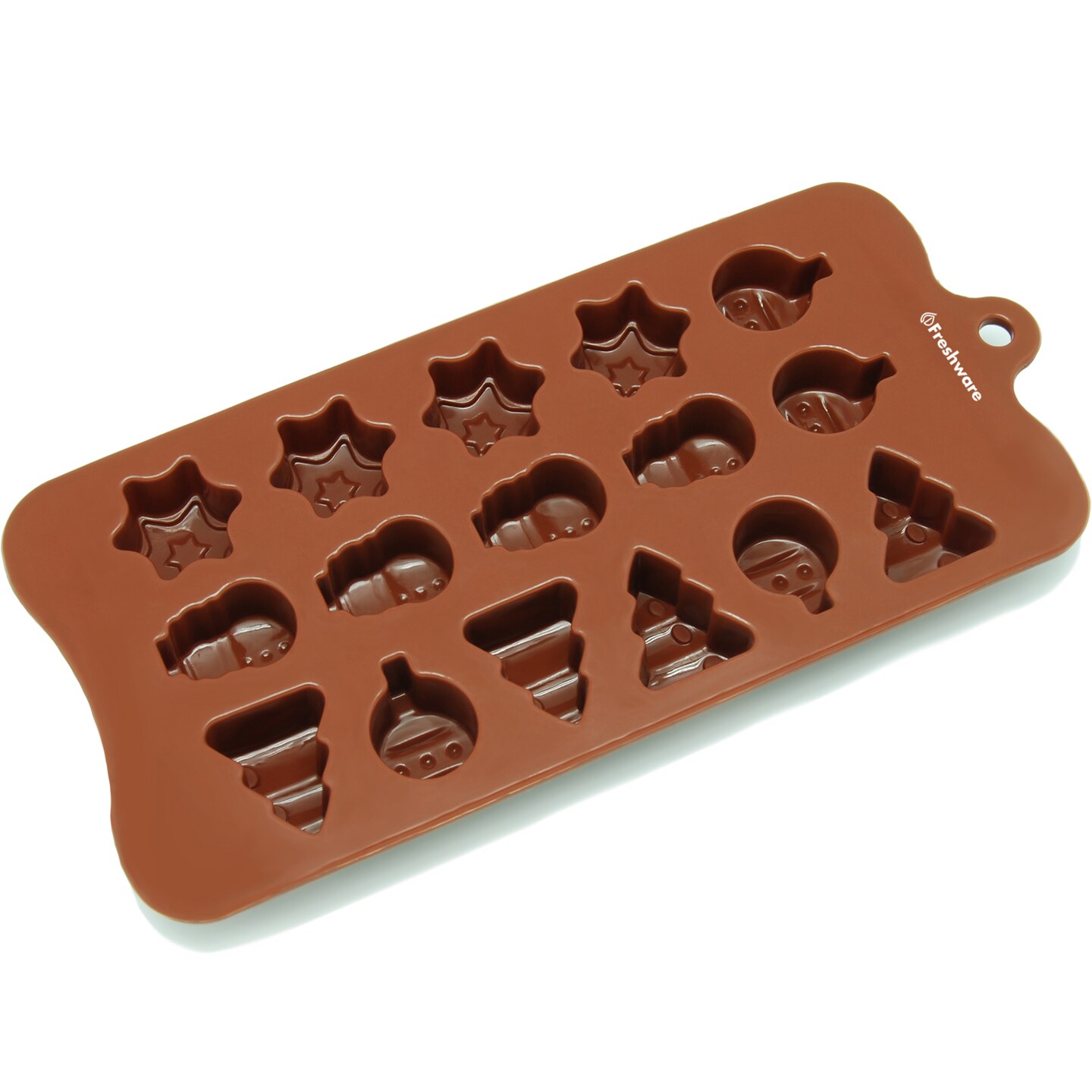 Freshware   Silicone Mold, Chocolate Mold, Candy Mold, Ice Mold, Soap Mold for Chocolate, Candy and Gummy, Christmas, 16-Cavity