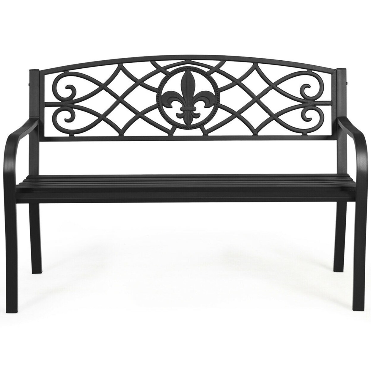 Gymax Garden Bench Loveseat Outdoor Garden Park w/ Steel Frame Backrest ...