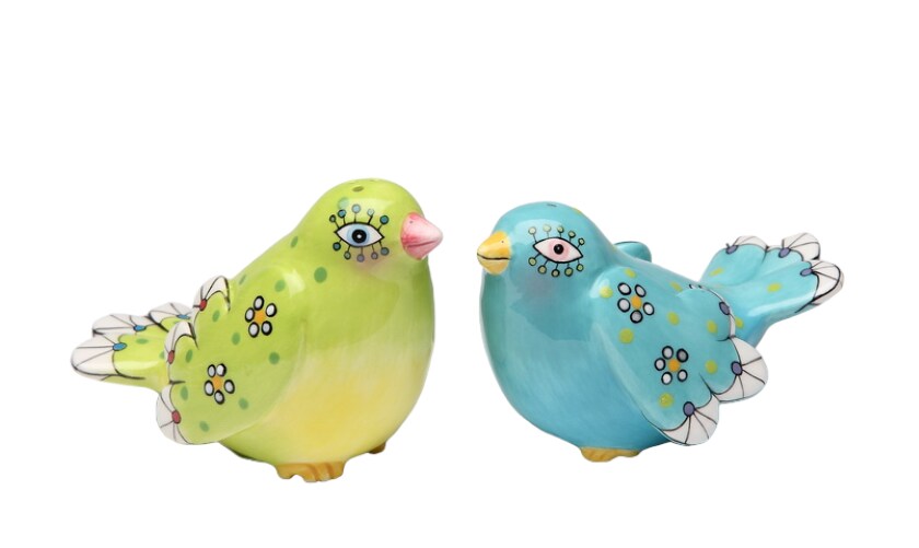Ceramic Bohemian Birds Salt &#x26; Pepper Shakers, Home D&#xE9;cor, Gift for Her, Gift for Mom, Kitchen D&#xE9;cor, Birdwatcher Gift
