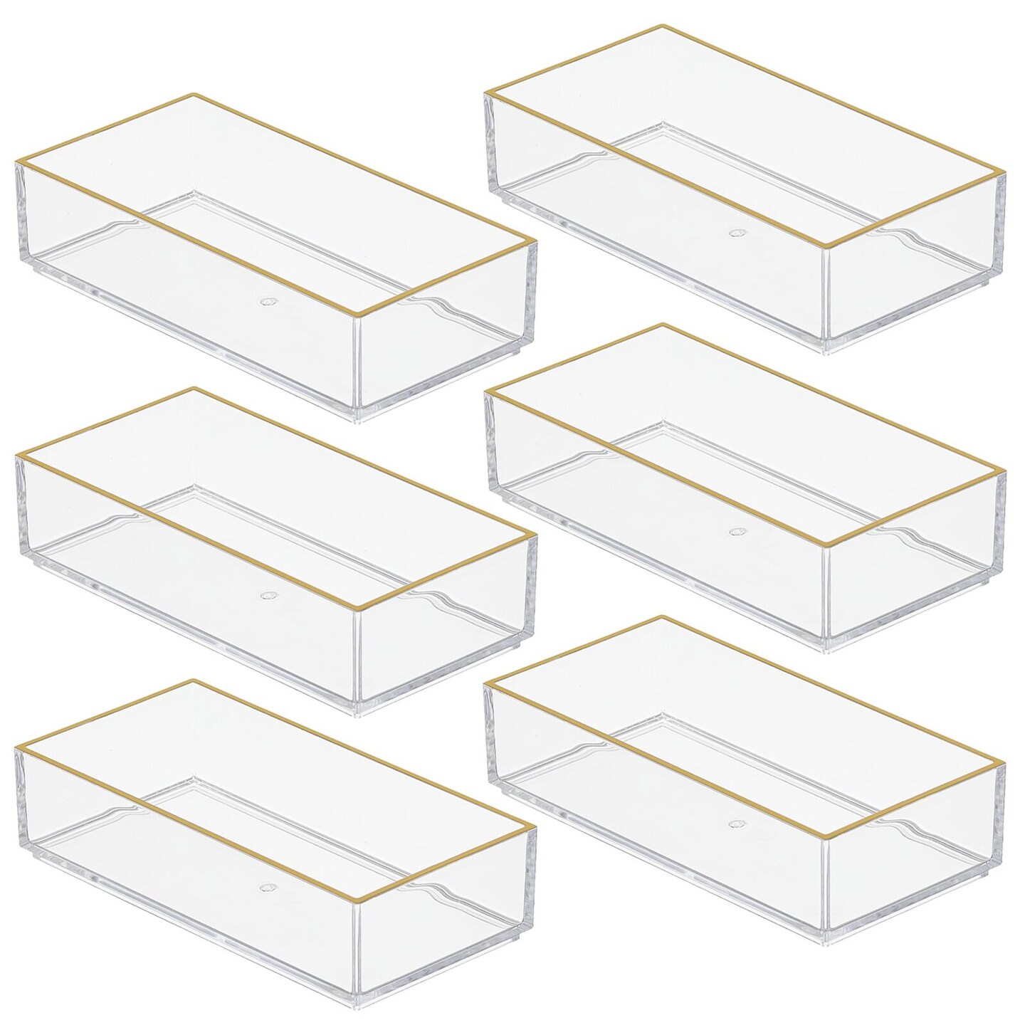 mDesign Plastic Makeup Vanity Drawer Organizer Tray, 6 Pack