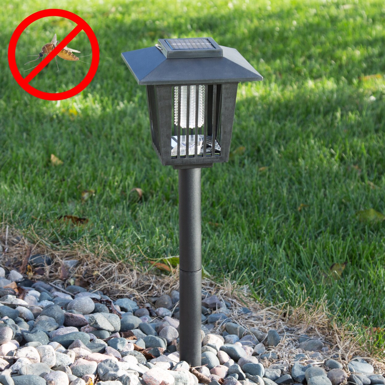 Pure Garden Solar Power Mosquito Bug Zapper Uv Led Lamp Waterproof Black 6X24&#x22;