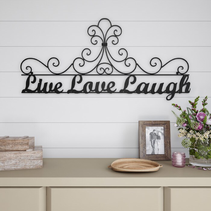 "Metal Cutout Live Laugh Love Wall Sign 3D Word Art Rustic 35In"