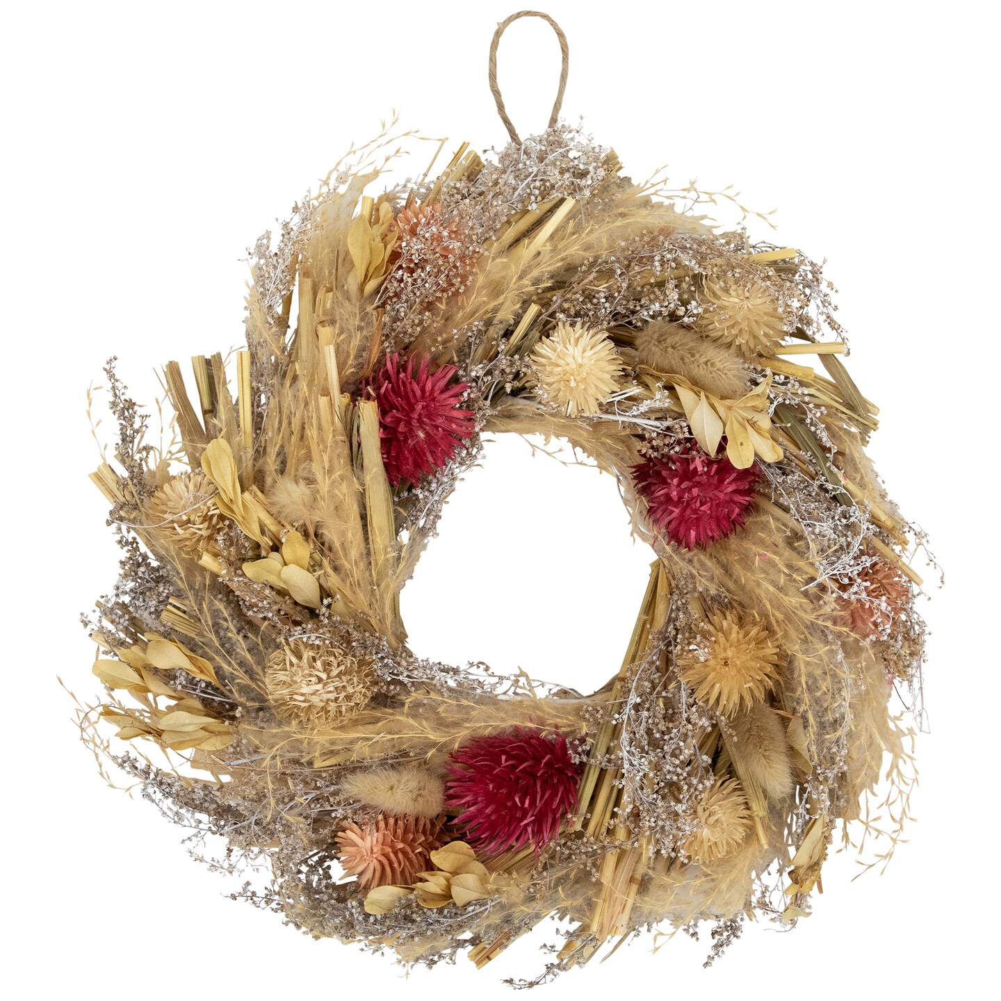 Northlight Pampas Grass and Dried Fall Harvest Floral Wreath - 11"