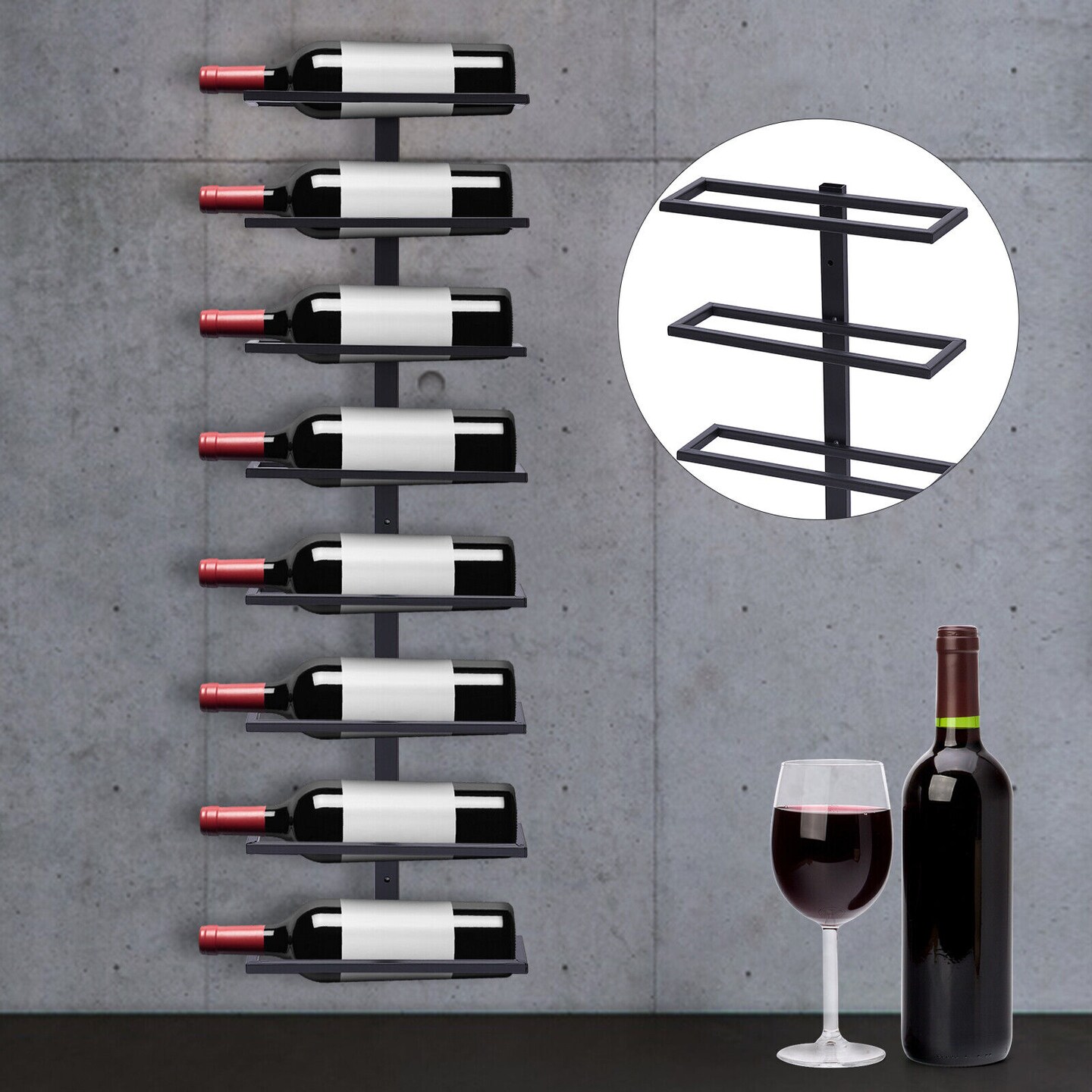Kitcheniva 8 Layers Wall Mounted Wine Rack