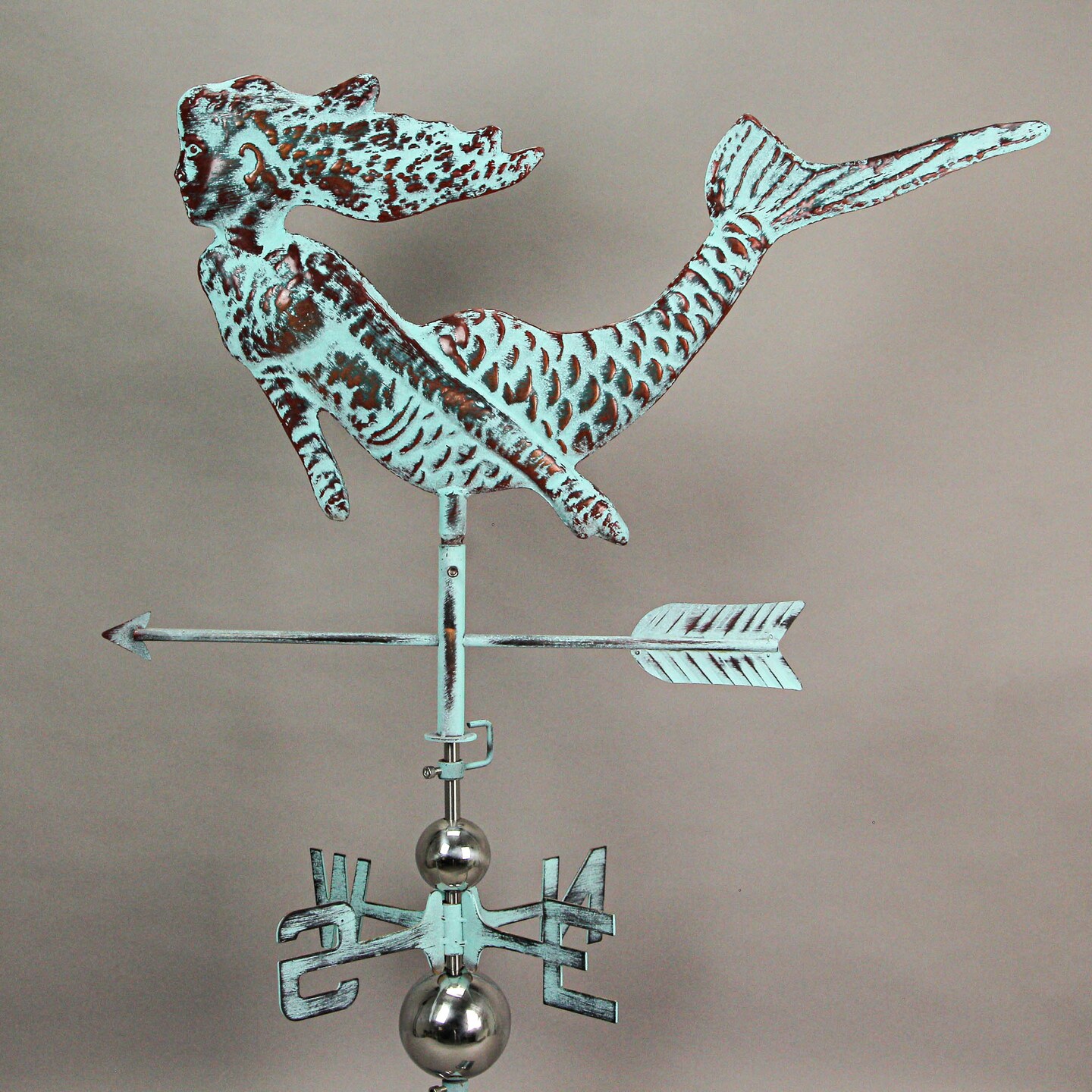 Verdigris Copper Mermaid Weathervane
