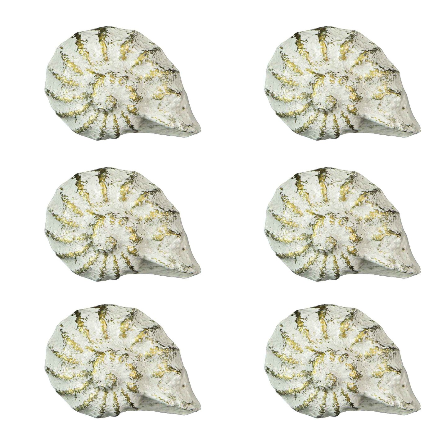 Cast Iron Nautilus Shell Drawer Pull Decorative Cabinet Knob Nautical Set of 6