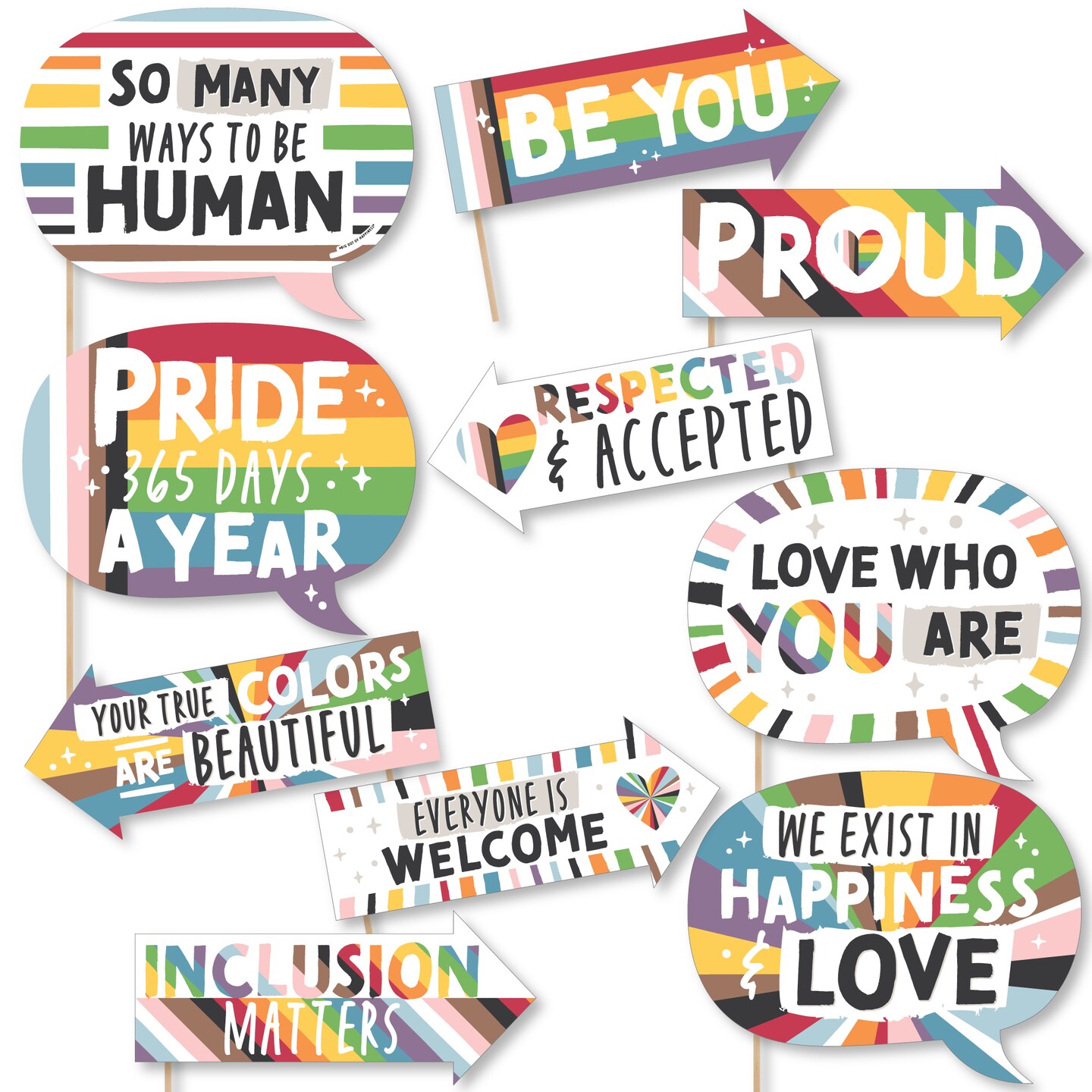 Big Dot of Happiness So Many Ways to Be Human - Pride Party Photo Booth Props Kit - 10 Piece