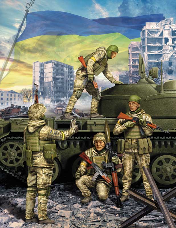 Master Box LTD  1/35 M Russia Ukraine War Ukrainian Soldiers Defense of Kyiv March 2022 Plastic Model