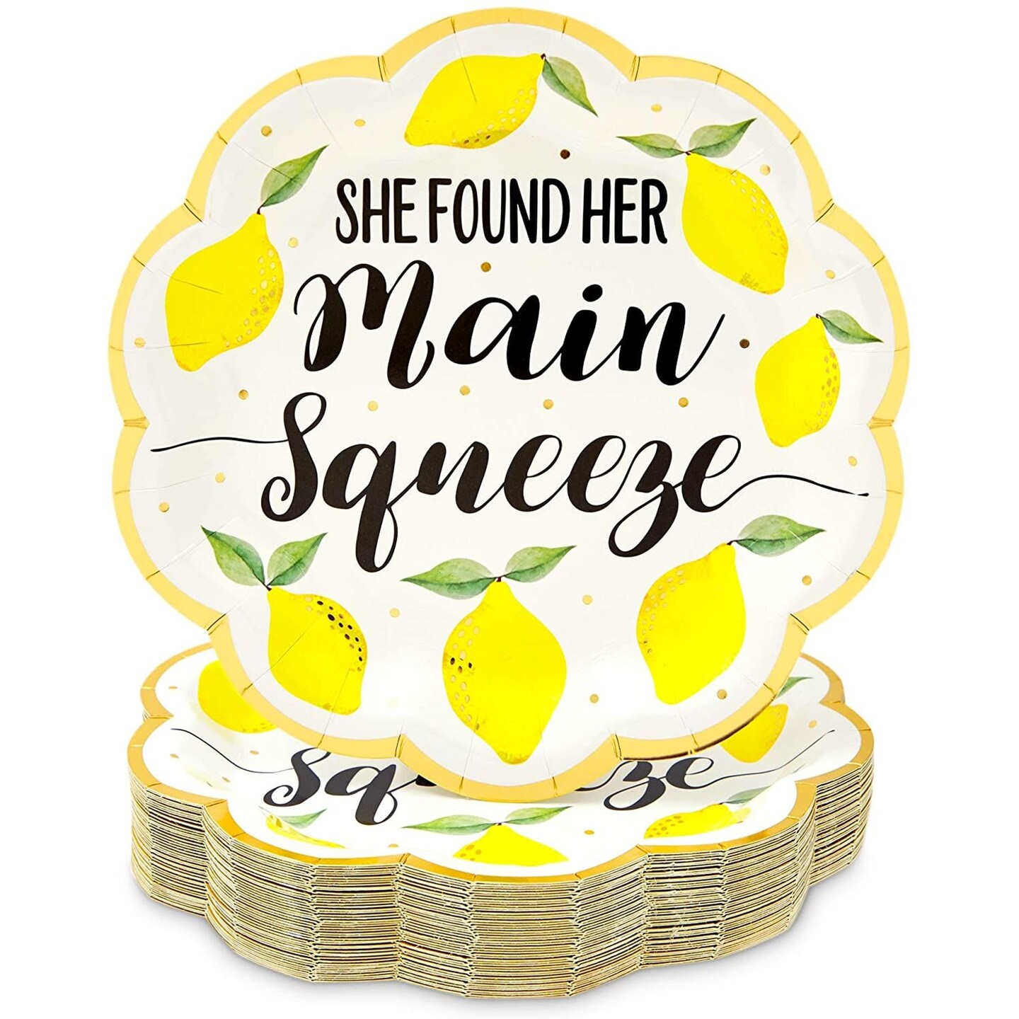 48-Pack Lemon Party Plates, She Found Her Main Squeeze (9 in)