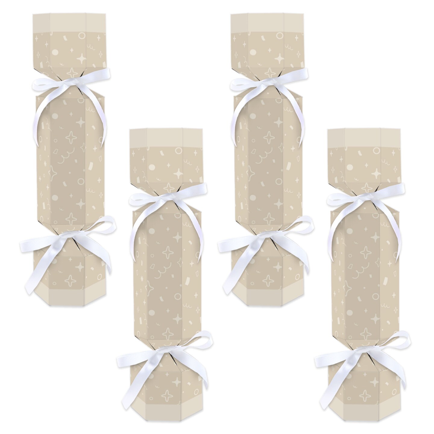 Big Dot of Happiness Tan Confetti Stars - No Snap Simple Party Table Favors - DIY Cracker Boxes - Set of 12