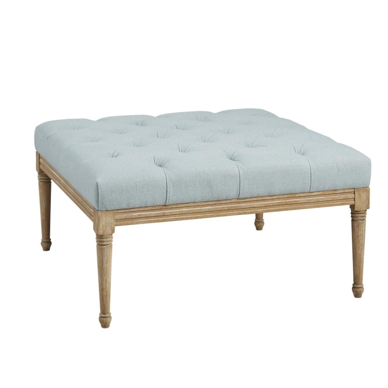 MARTHA STEWART   Button Tufted Accent Ottoman with Blue Finish MT101-0171