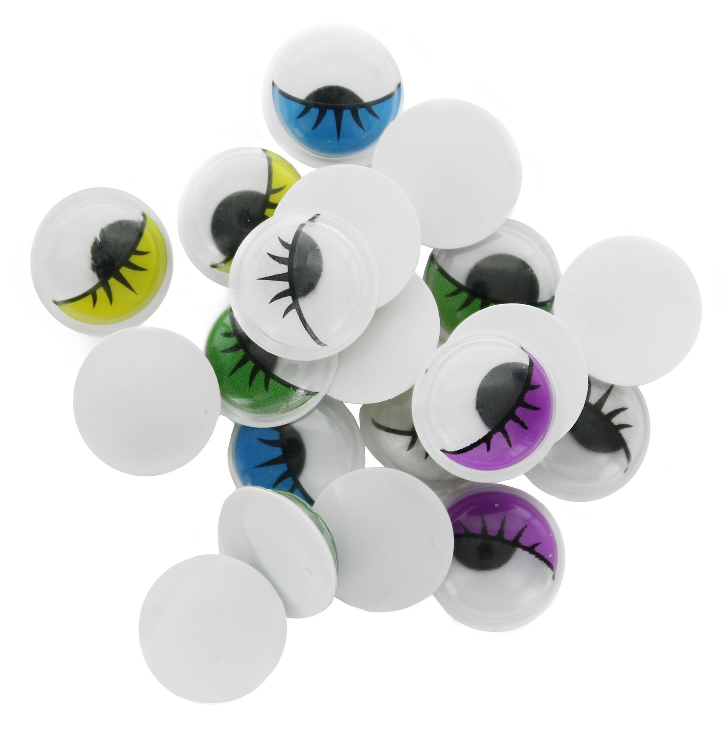 Essentials by Leisure Arts Eyes Printed Moveable 12mm with Eyelashes 20pc Googly Eyes, Google Eyes for Crafts, Big Googly Eyes for Crafts, Wiggle Eyes, Craft Eyes