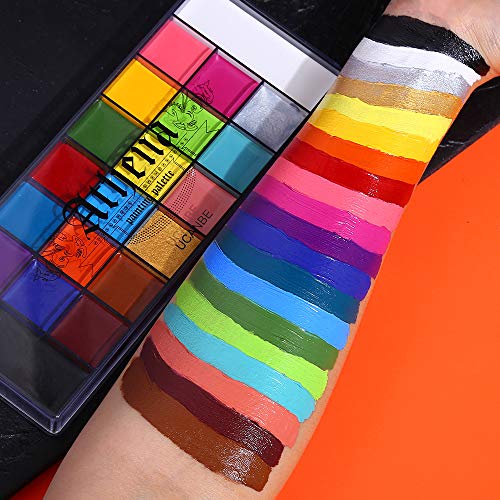 UCANBE 20 Colors Face Body Painting Oil Safe Kids Flash Tattoo