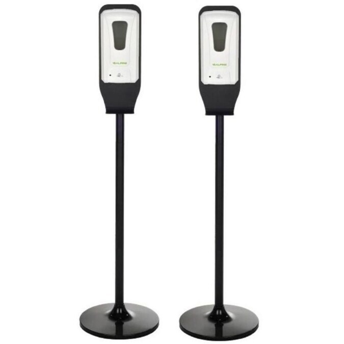Alpine Industries 1200 ml. Wall Mount Automatic Foam Hand Sanitizer Soap Dispenser in White with Floor Stand (2-Pack)