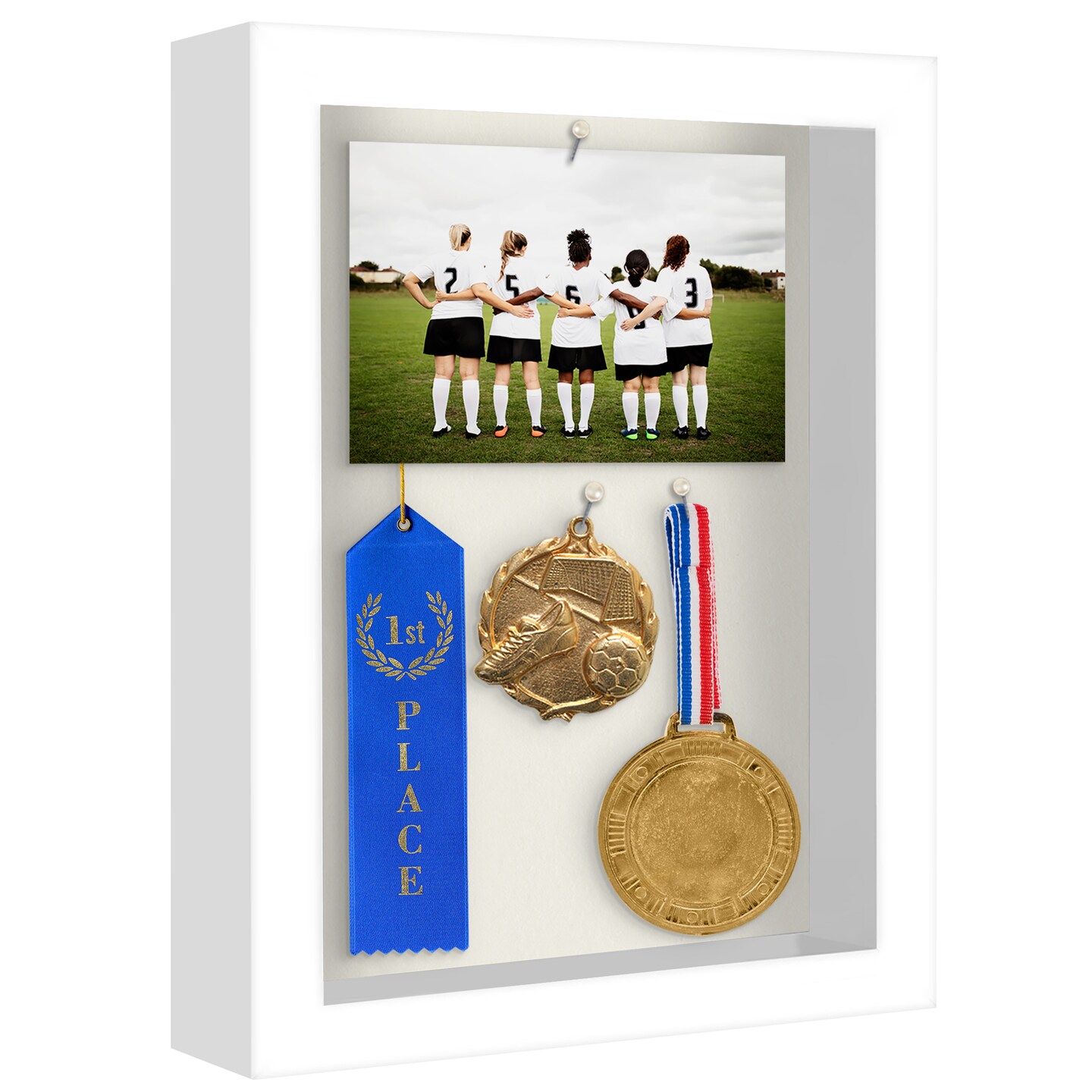 Americanflat Shadow Box Frame - 1.5 Interior Depth for Memorabilia - Display Case for Showcasing Souvenirs, Awards, and Medals - Shatter Resistant Glass - Hanging Hardware