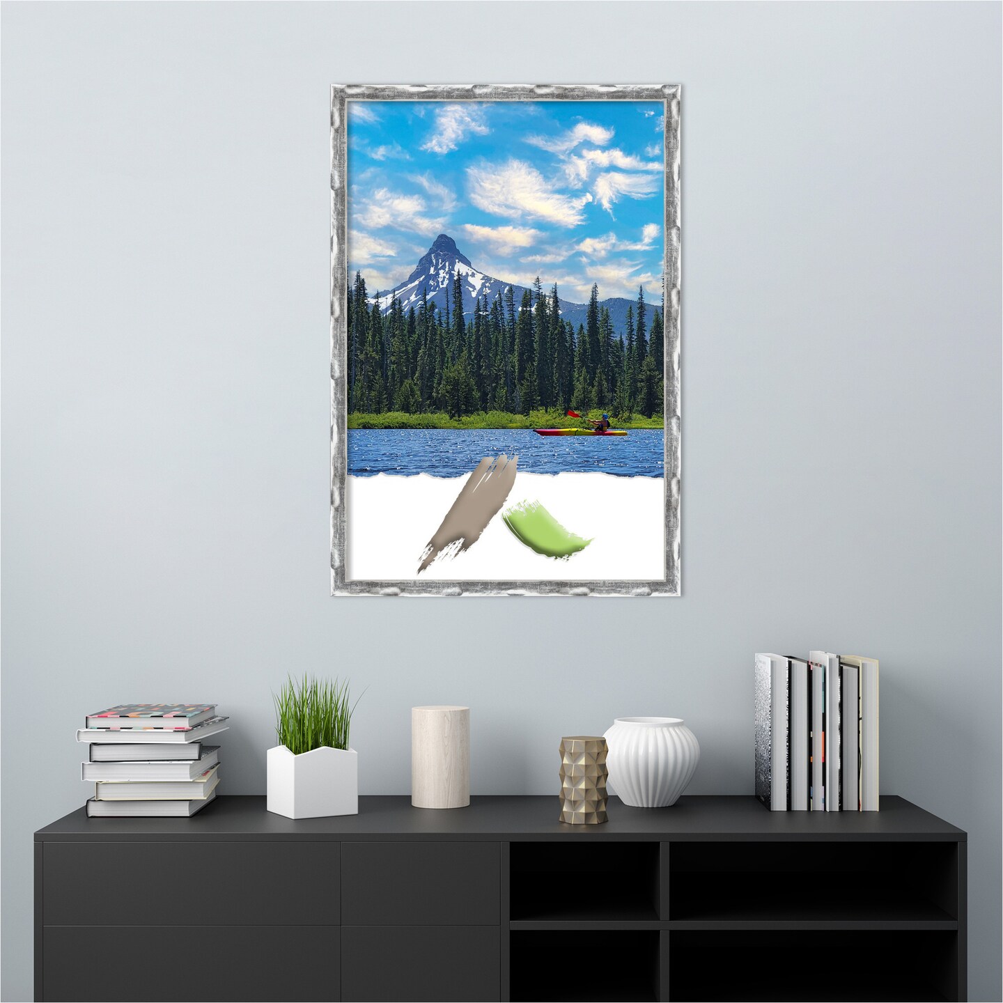 Scratched Wave Chrome Picture Frame, Photo Frame, Art Frame