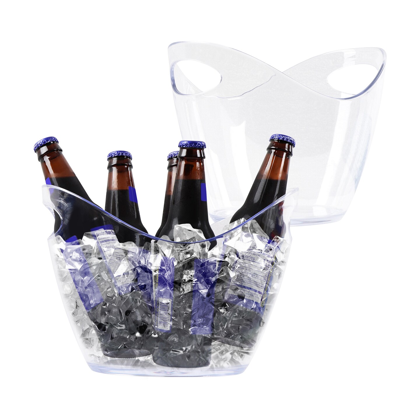 Lot45 Acrylic Beverage Bucket 2pc Set - 3.5 Liter Clear Party Beverage Tub Set