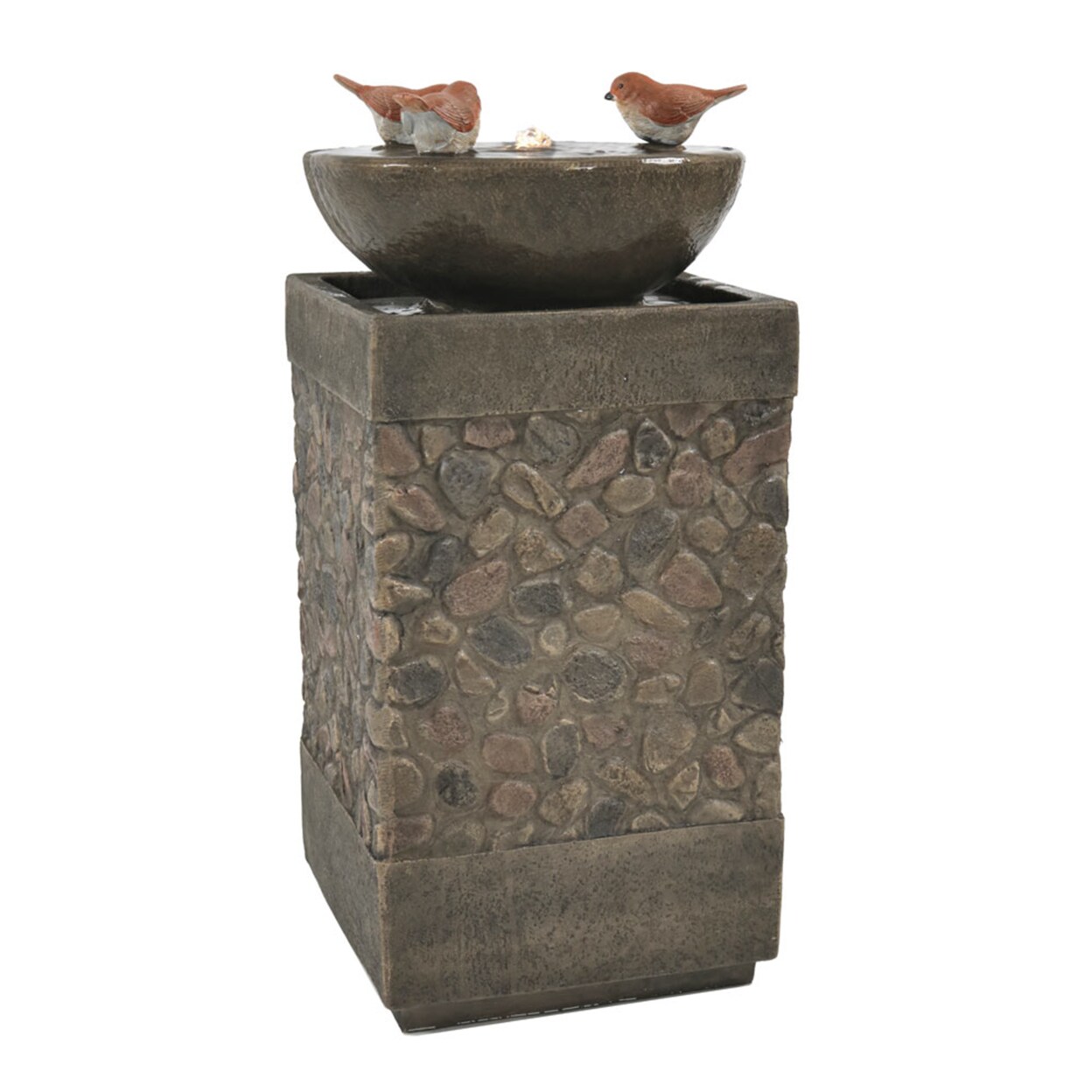 Sunnydaze Three Bathing Bird Birdbath Water Fountain With Led Light - 25 In