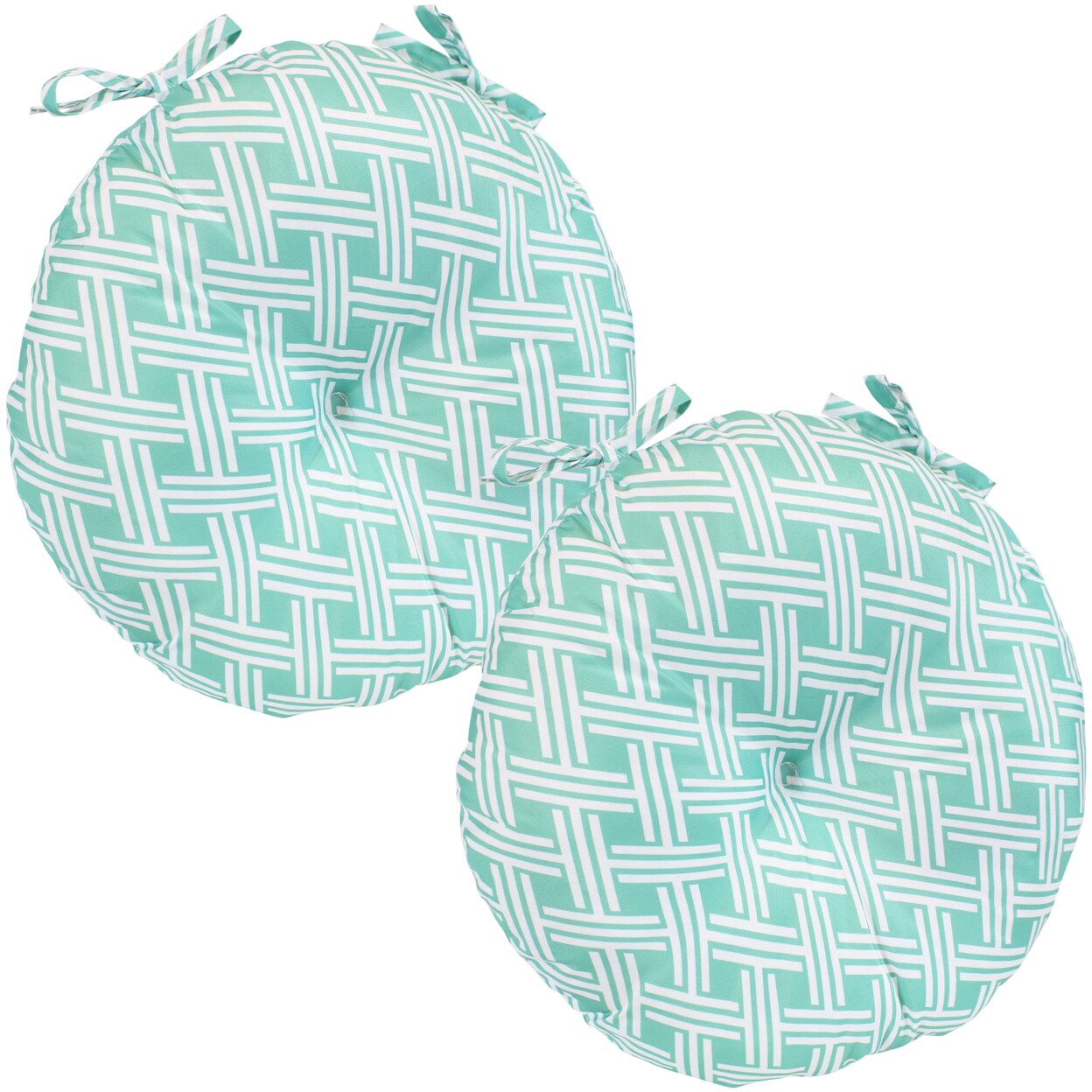 Sunnydaze Outdoor Round Bistro Seat Cushion - Green Diamond - Set Of 2