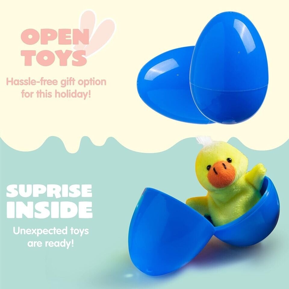 24 Pcs Pre-Filled Easter Eggs with Animal Finger Puppets for Kids Basket Stuffer