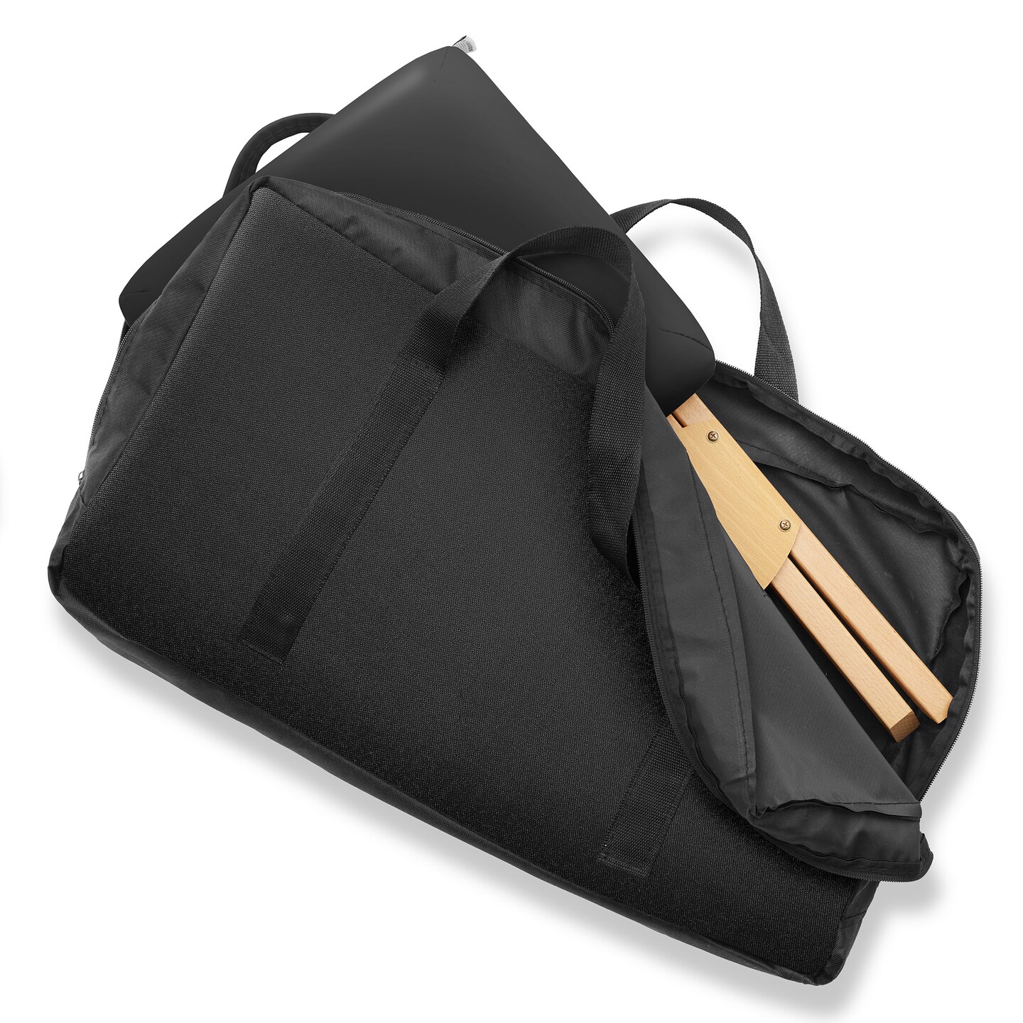 Saloniture Wood Folding Massage Stool with Carrying Case