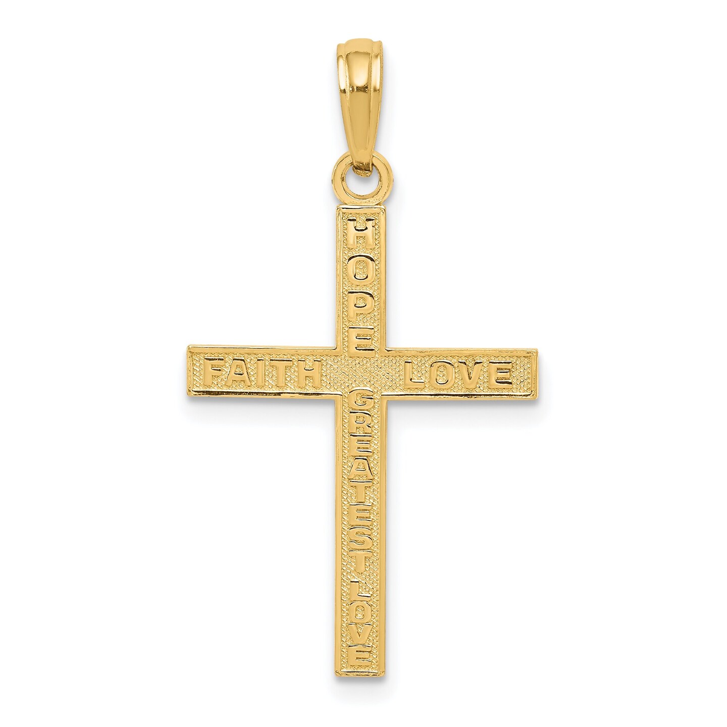 14K Gold Reversible Cross Hope Faith Love Pendant Charm Jewelry 31mm x 17mm