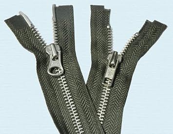 36" Jacket Zipper YKK #5 "2-way" Aluminum ~ Separating~ YKK Color 567 Olive Green (3 Zippers/pack)