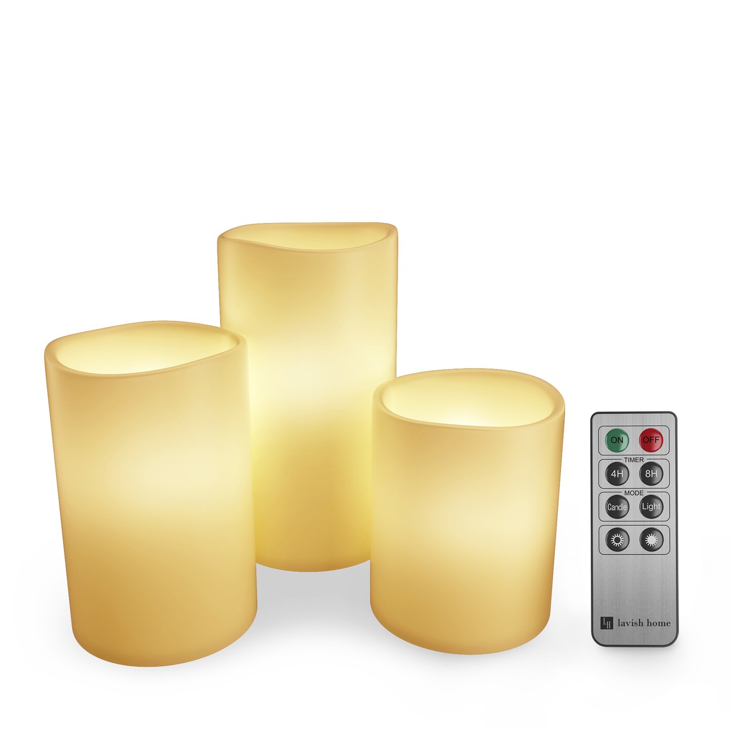 Lavish Home 3 Piece LED Flameless Candle Set with Remote and Timer Battery Operated