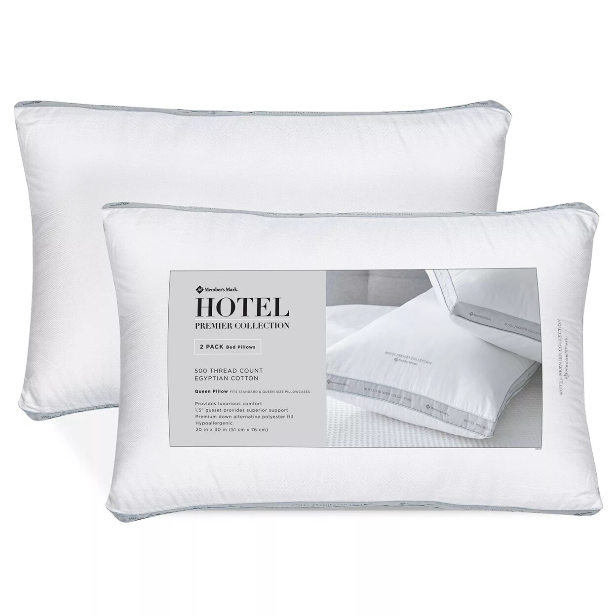 Members Mark Hotel Premier Collection Queen Pillows (2 Pack)