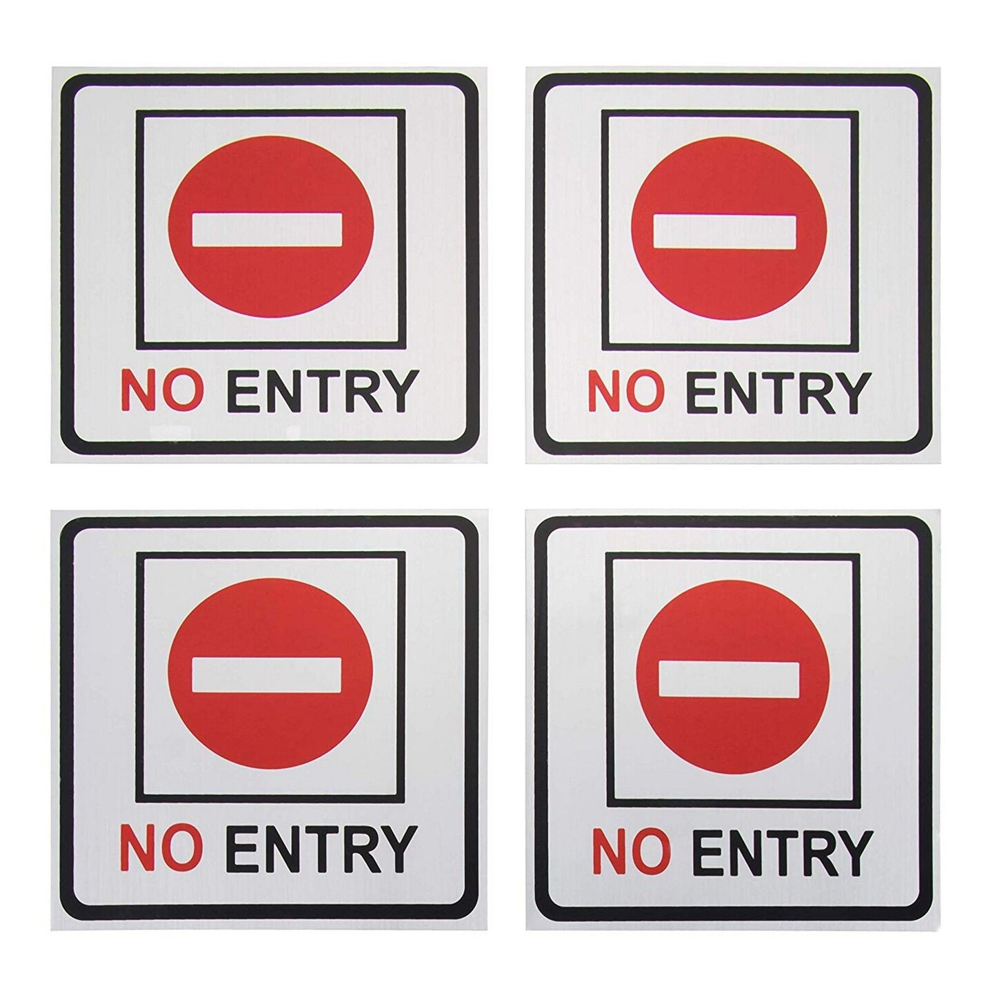 No Entry Signs - 4-Pack Metal No Trespass Signs, Aluminum Private Property Signs, Self-Adhesive, Ideal for Office, Retail, Restaurants, Indoors and Outdoors, 5.5 x 5.5 Inches