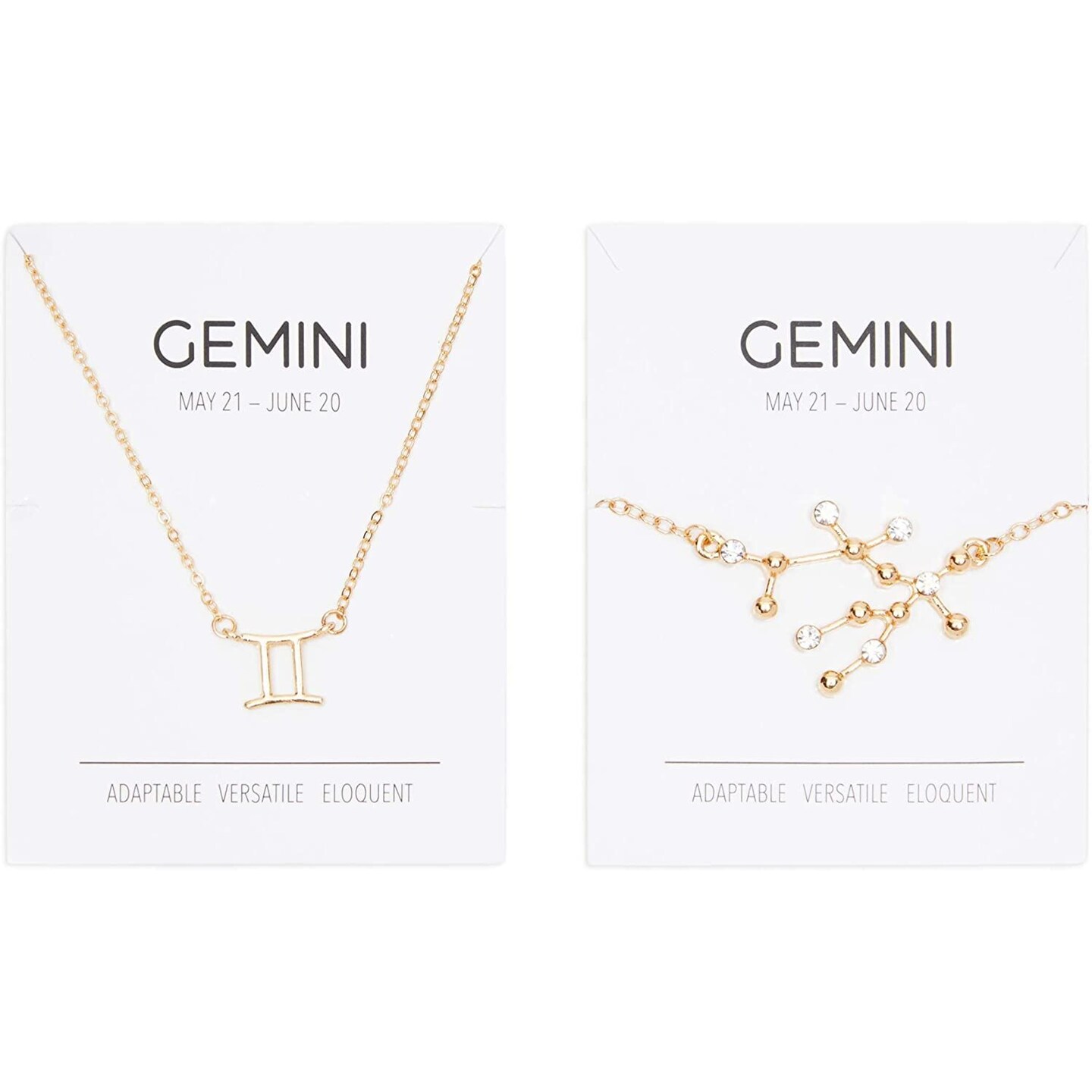 Gemini Zodiac Necklace and Bracelet, Gold Constellation Astrology Jewelry Gift Set for Women