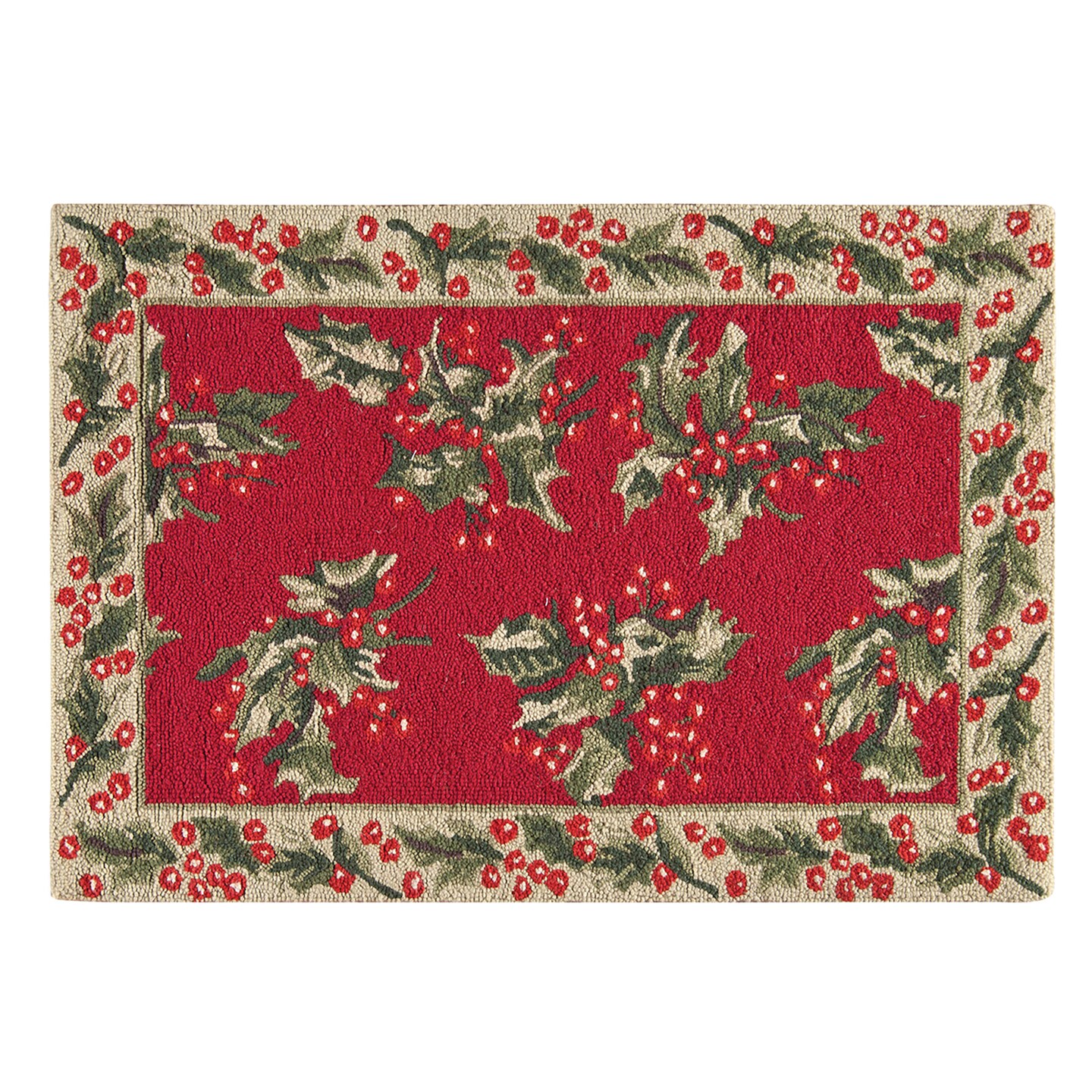 2&#x27;0&#x22; x 3&#x27;0&#x22; Holly Red Hooked Rug