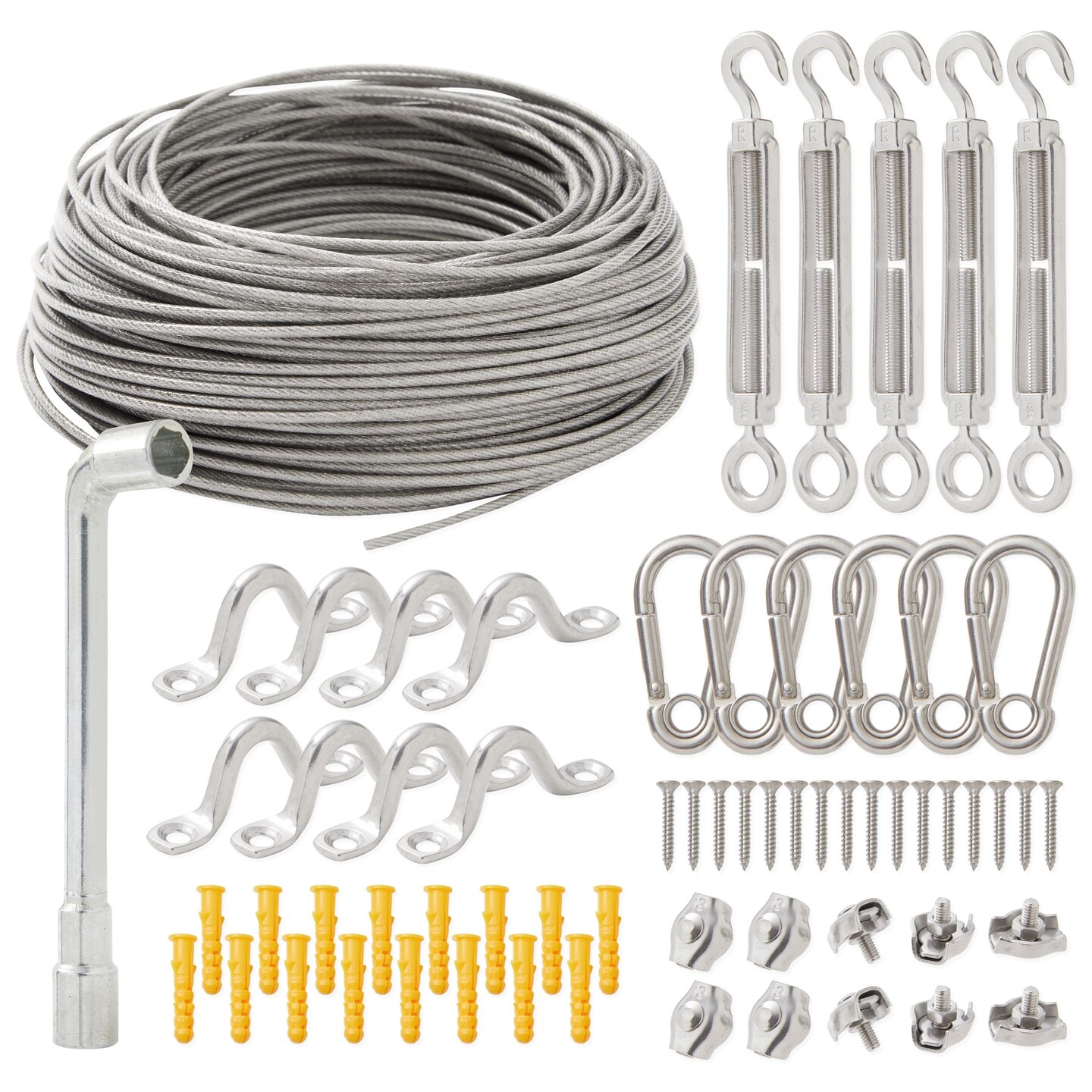 164Foot Outdoor Light Hanging Kit with 2mm VinylCoated Stainless