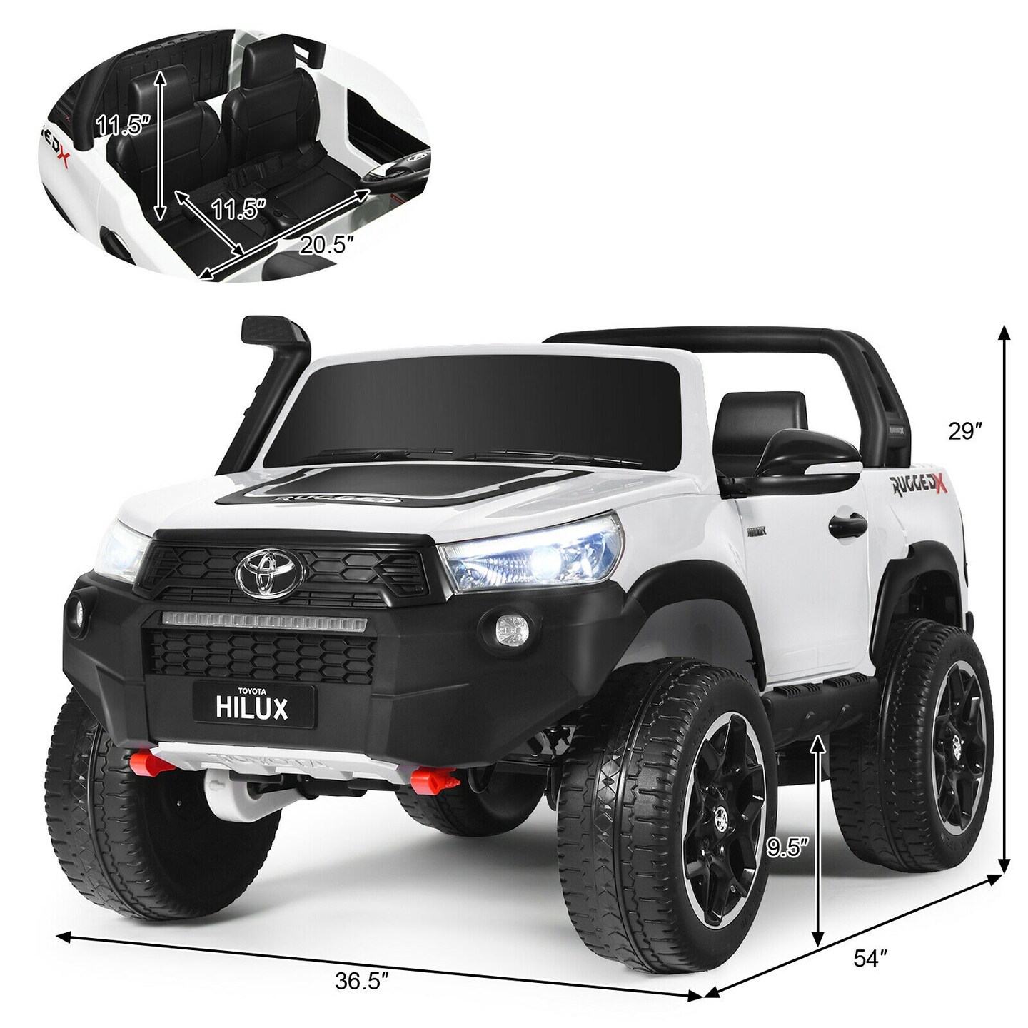 2*12V Licensed Toyota Hilux Ride On Truck Car 2-Seater 4WD with Remote