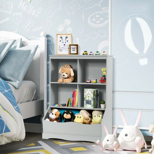 3-Tier Children&#x27;s Multi-Functional Bookcase Toy Storage Bin Floor Cabinet