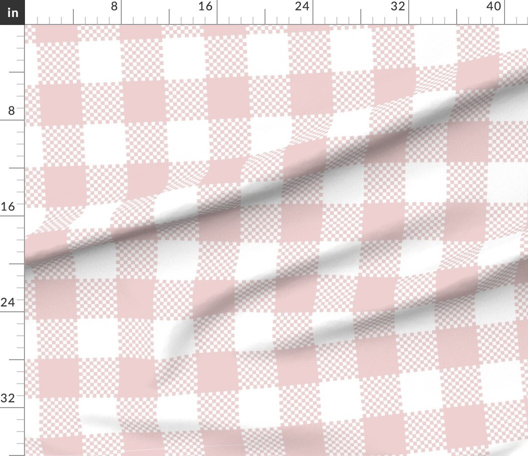 Petal Signature Cotton by the Yard or Fat Quarter Pink Gingham Blush Cottagecore French Country Plaid Checkered Picnic Spring Summer Large Scale Custom Printed Fabric by Spoonflower