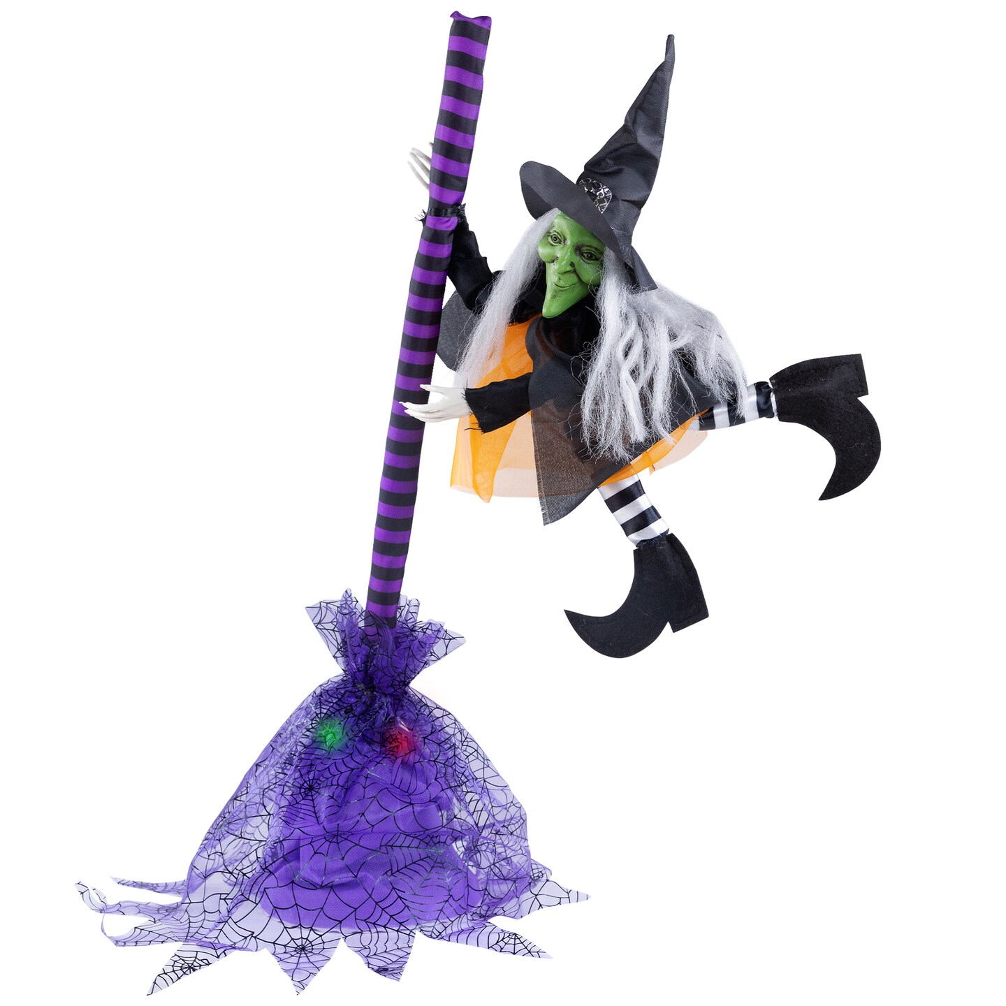 Northlight Animated Flying Witch with Broom Halloween Decoration - 25&#x22;