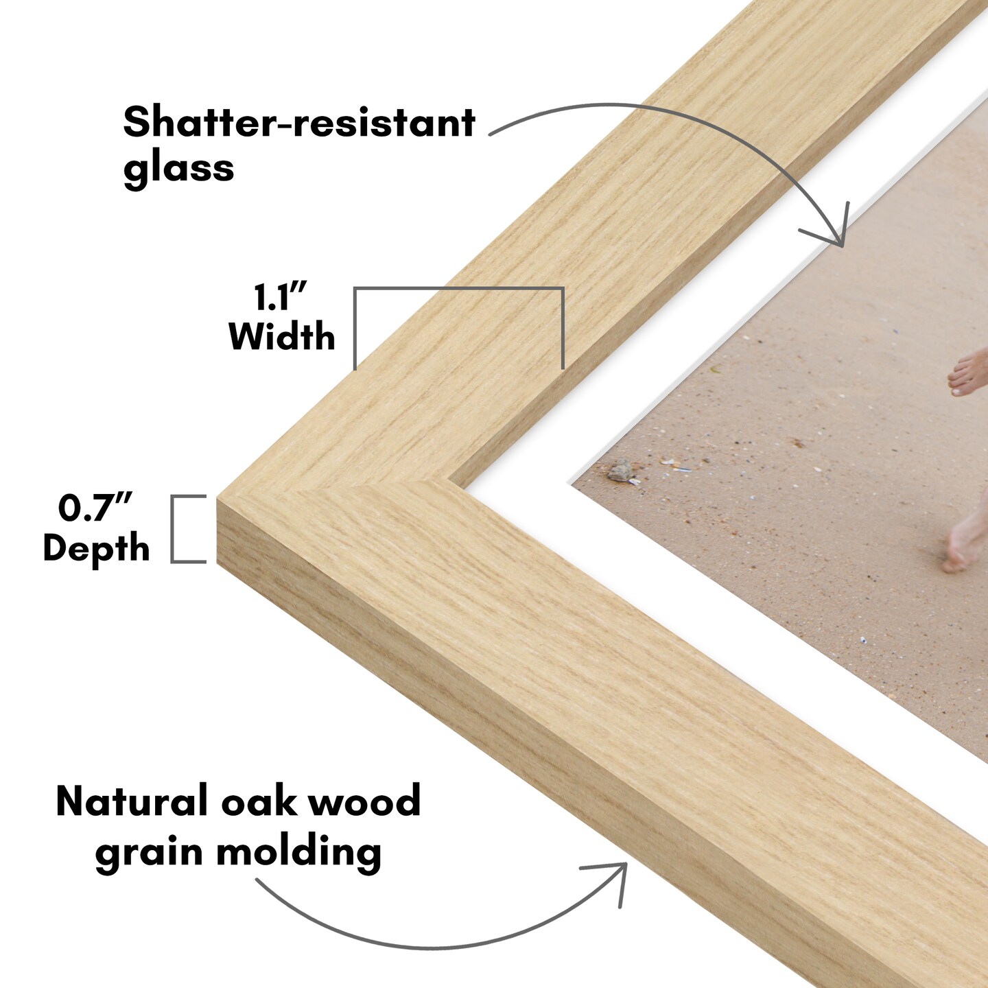 Americanflat Picture Frame with Wide Molding with Mat - Modern Wide Picture Frame - Plexiglass Cover - Hanging Hardware - Includes Easel