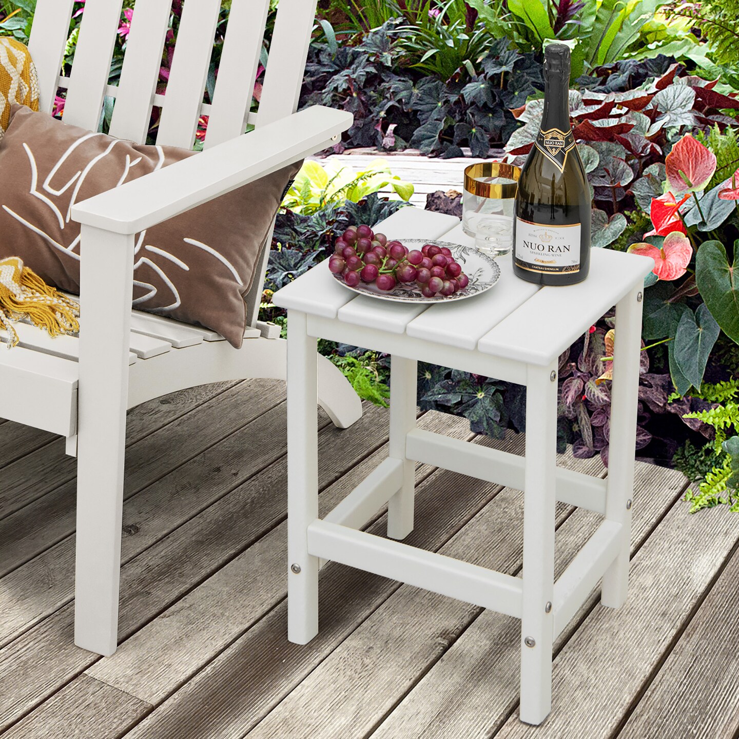 Costway 14&#x27;&#x27; Patio Adirondack Side End Table HDPE Square Weather Resistant Garden Black/Brown/Grey/White