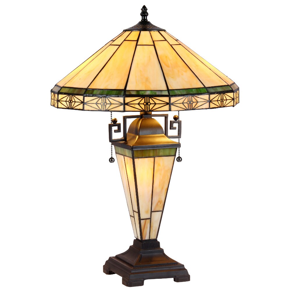 CHLOE Lighting   BELLE Tiffany-style 3 Light Mission Double Lit Table Lamp 16&#x22; Shade