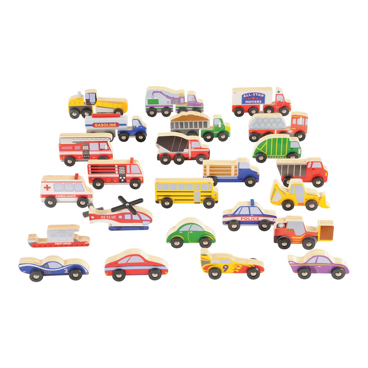 Kaplan Early Learning Company Wooden Transportation Set - 24 Pieces