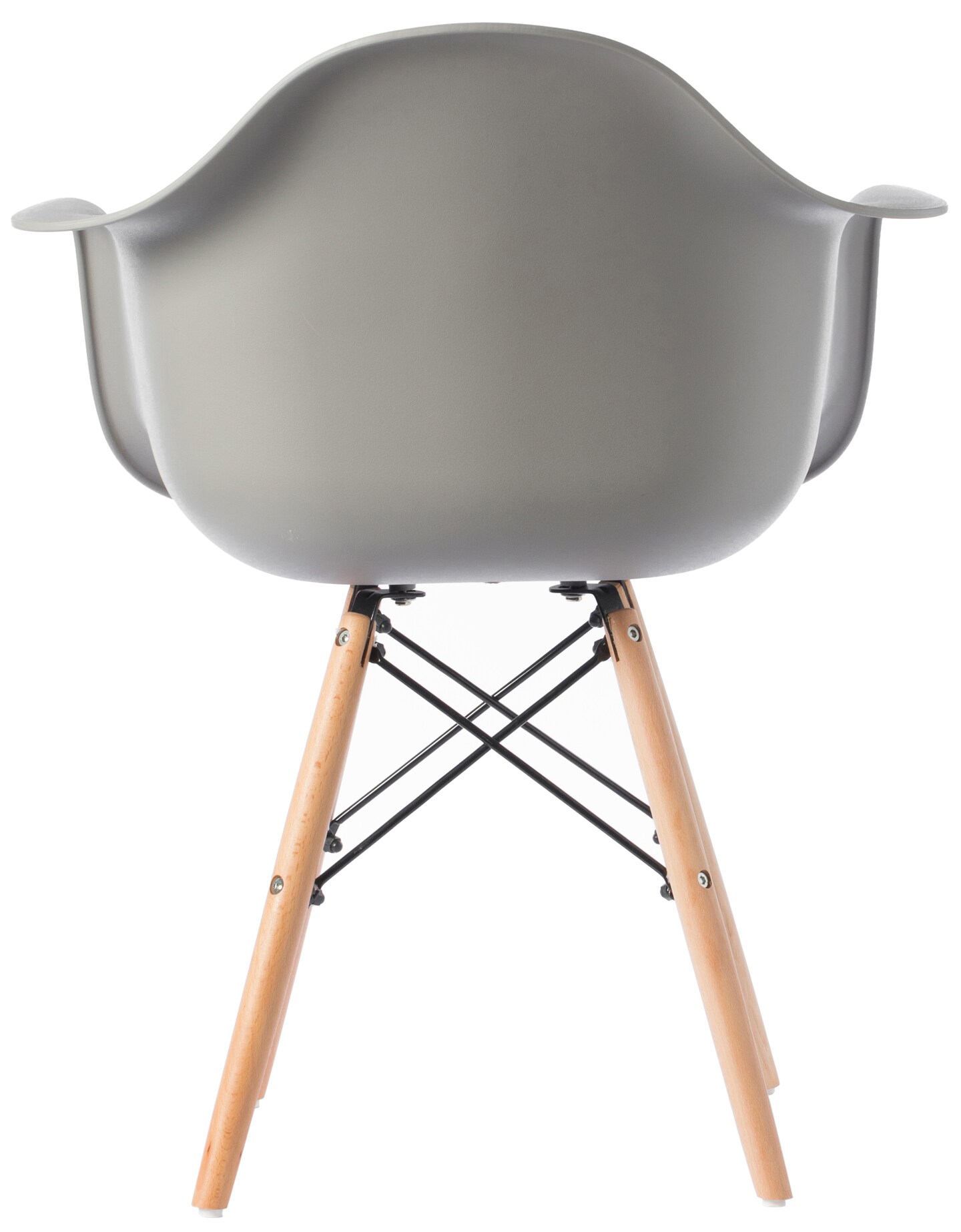 Mid-Century Modern Style Plastic DAW Shell Dining Arm Chair with Wooden Dowel Eiffel Legs