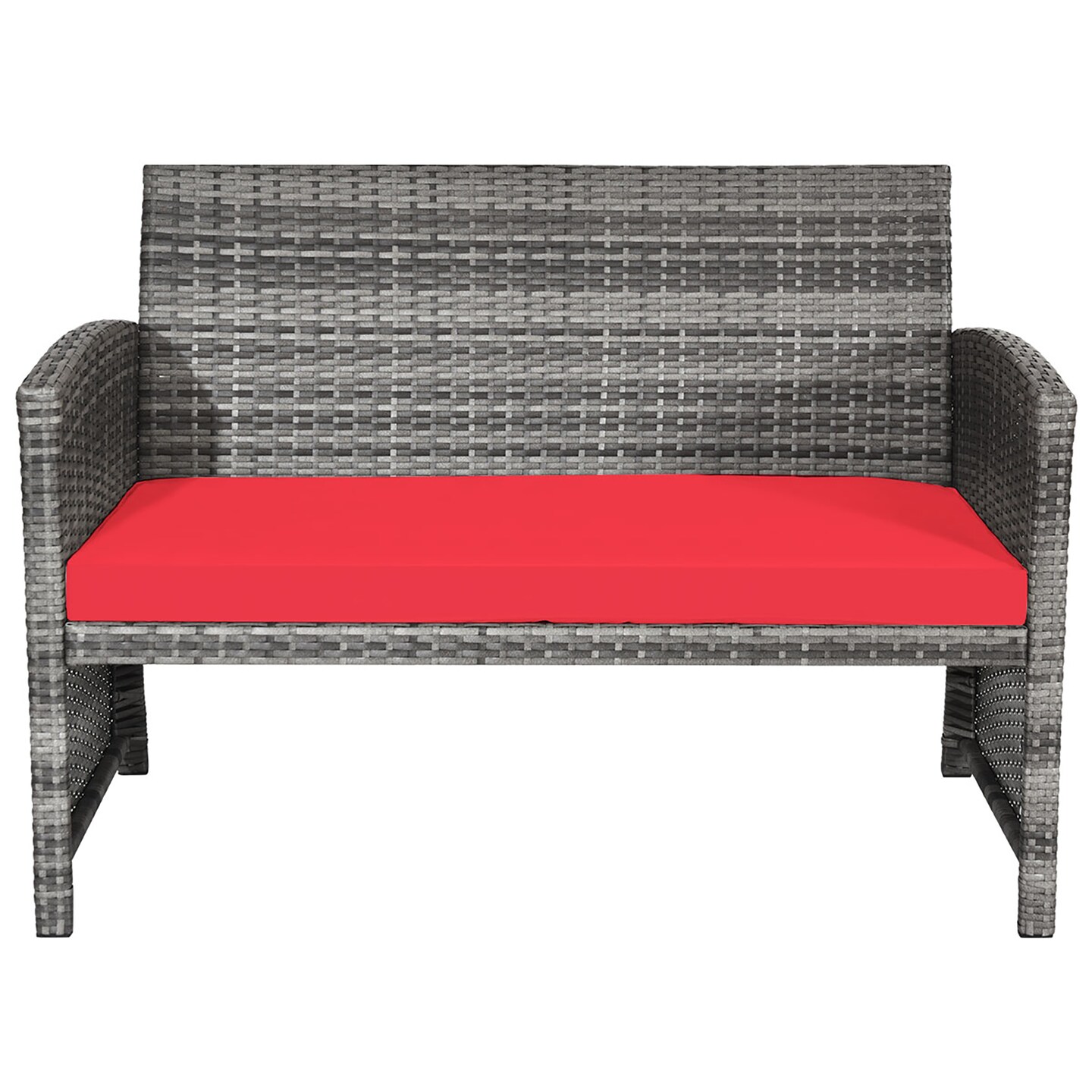 Costway 8PC Patio Rattan Furniture Set Glass Table Top Cushioned Sofa Turquoise\Red