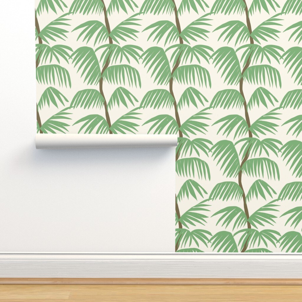 Abstract Palms Tropical Stripe Nature Minimalist Summer Vibes Large Scale Custom Removable Wallpaper by Spoonflower Peel & Stick Wallpaper 2FT Wide